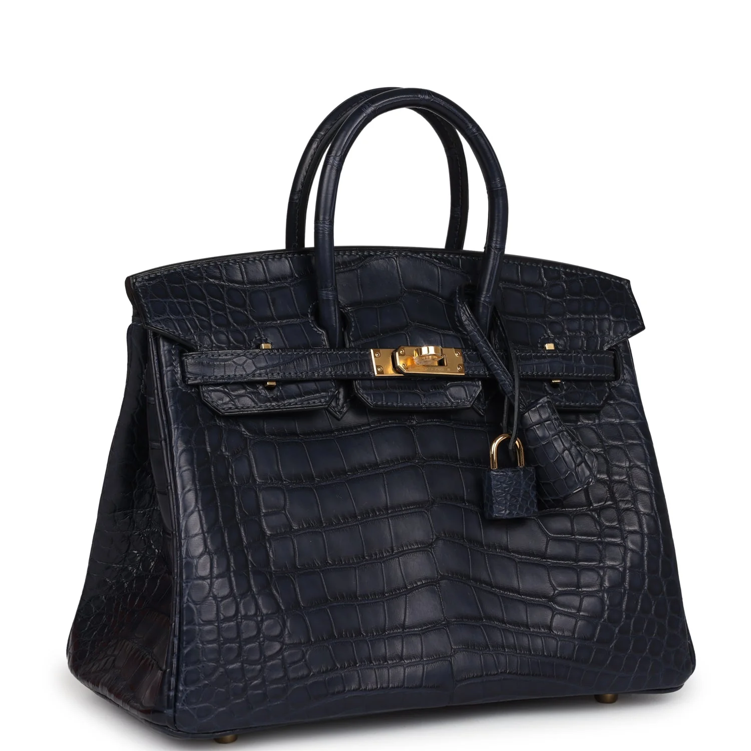 Replicate Hermes Birkin 25 Bleu Indigo Matte Alligator Gold Hardware(1:1 replica)