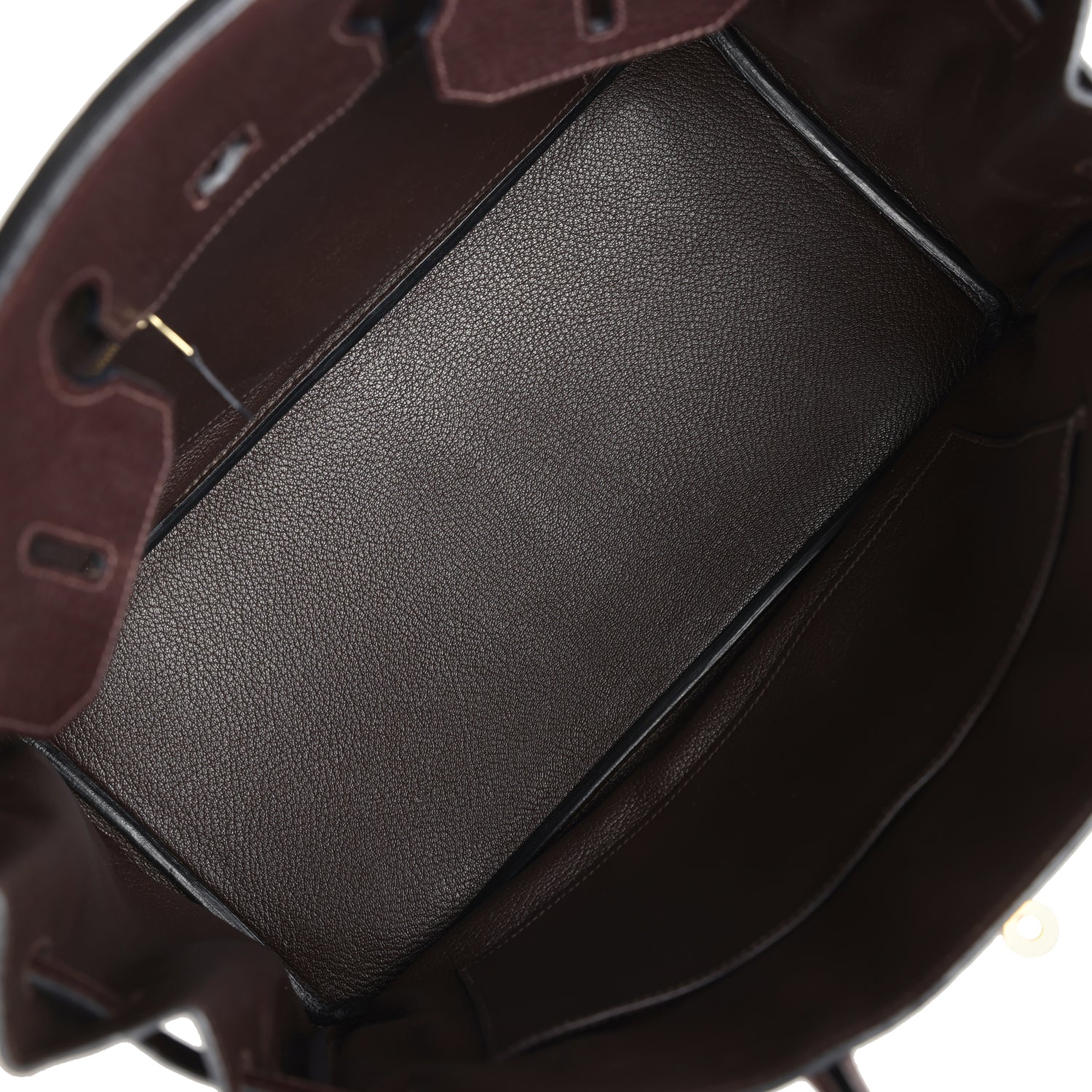 Replicate Hermes Birkin 35 Chocolat Fjord Gold Hardware(1:1 replica)