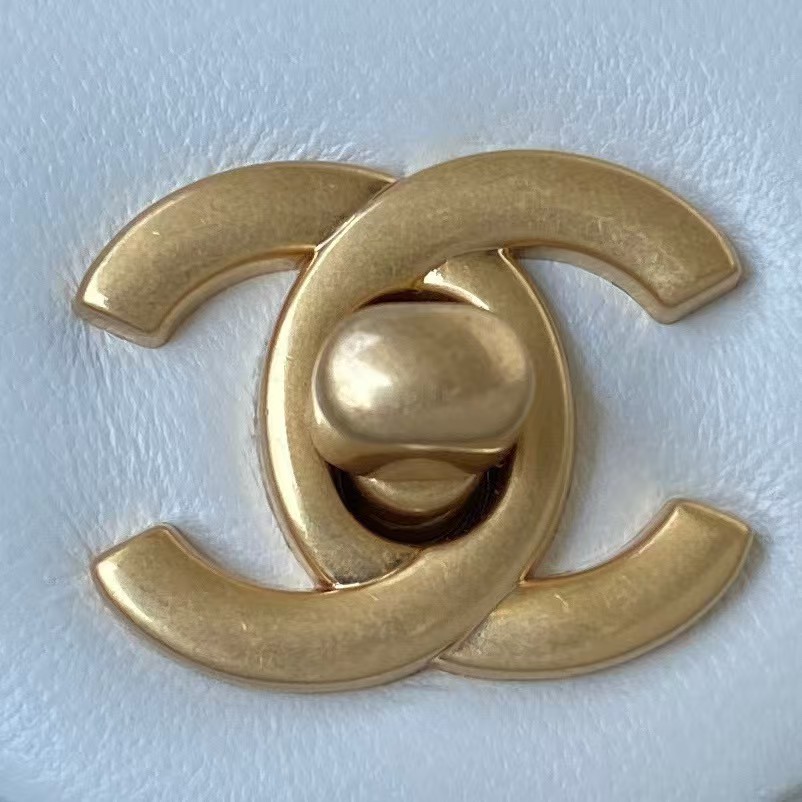 Replicate Chanel 23C AS1786 Mini Square Pearl Embossed Flap Bag Antique Gold Hardware White(1:1 replica)