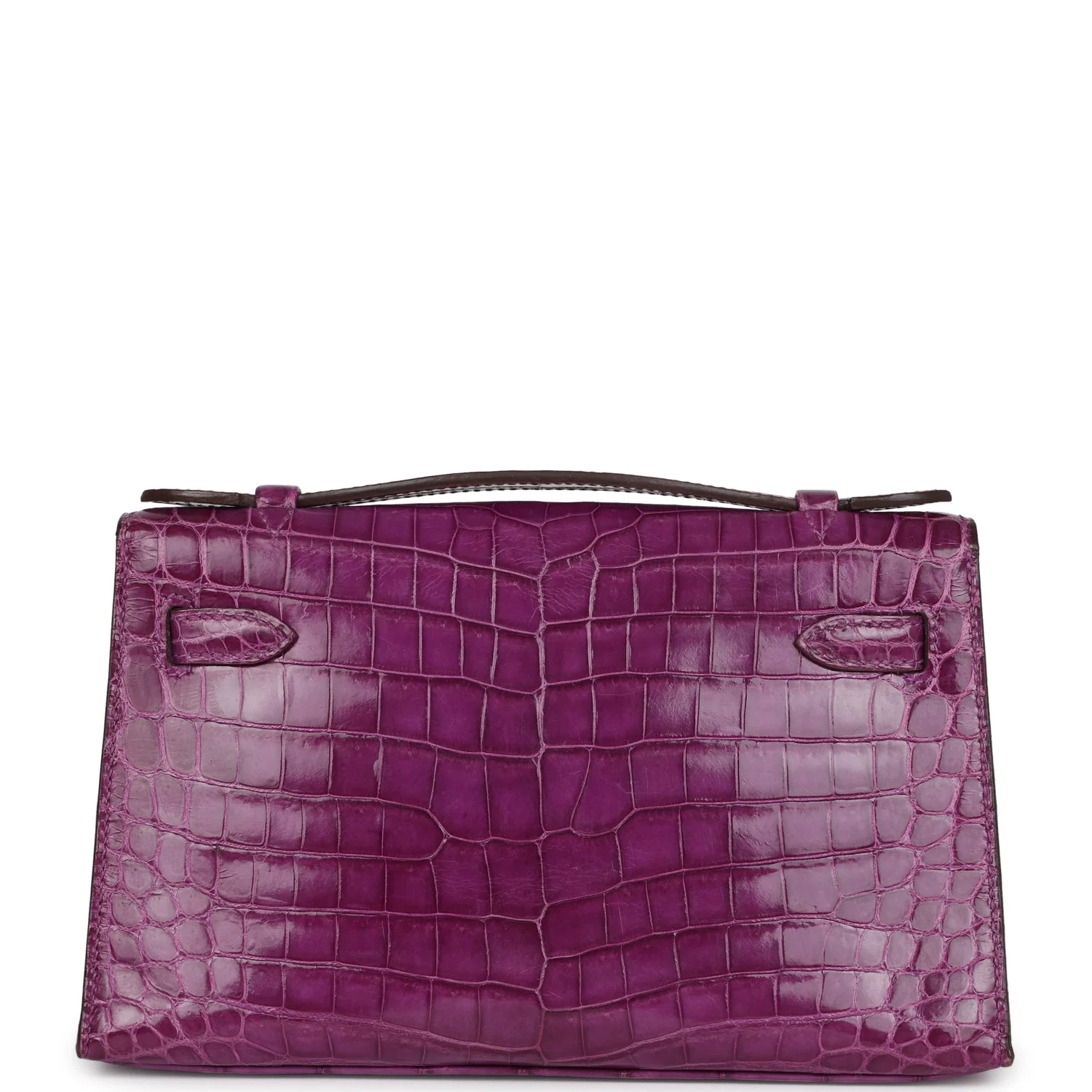 Replicate Hermes Kelly Pochette Violet Shiny Niloticus Crocodile Palladium Hardware(1:1 replica)