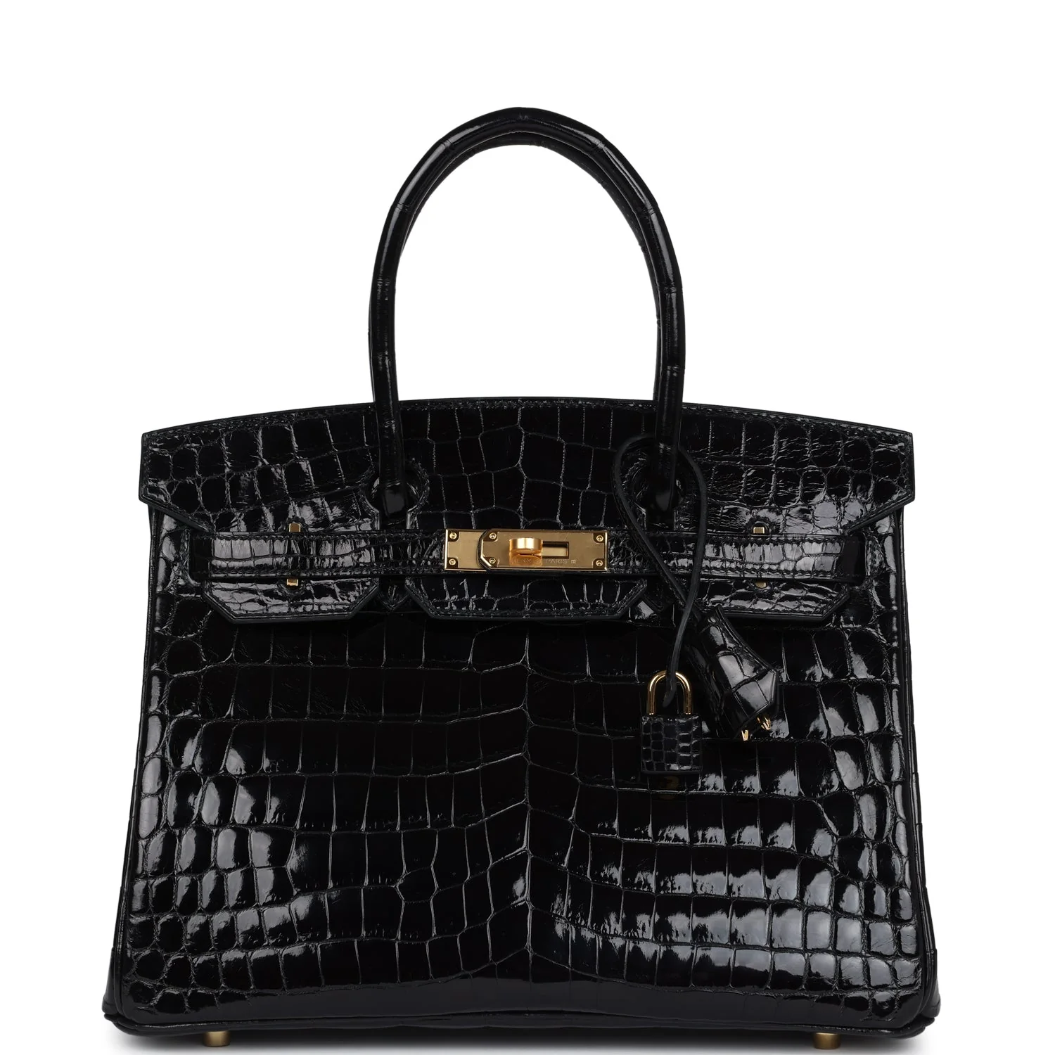 Replicate Hermes Birkin 30 Black Shiny Crocodile Niloticus Gold Hardware(1:1 replica)