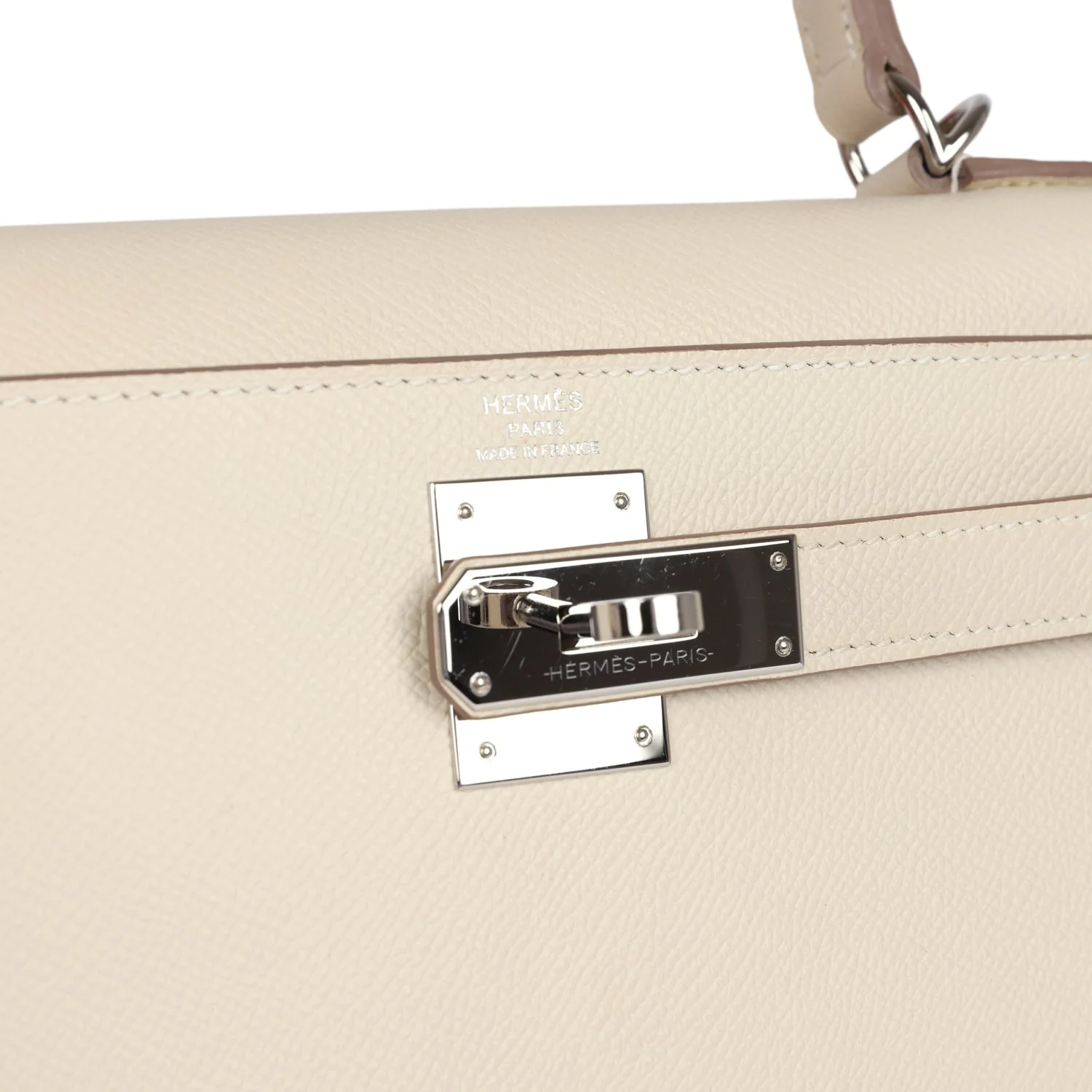 Replicate Hermes Kelly Sellier 28 Craie Epsom Palladium Hardware(1:1 replica)