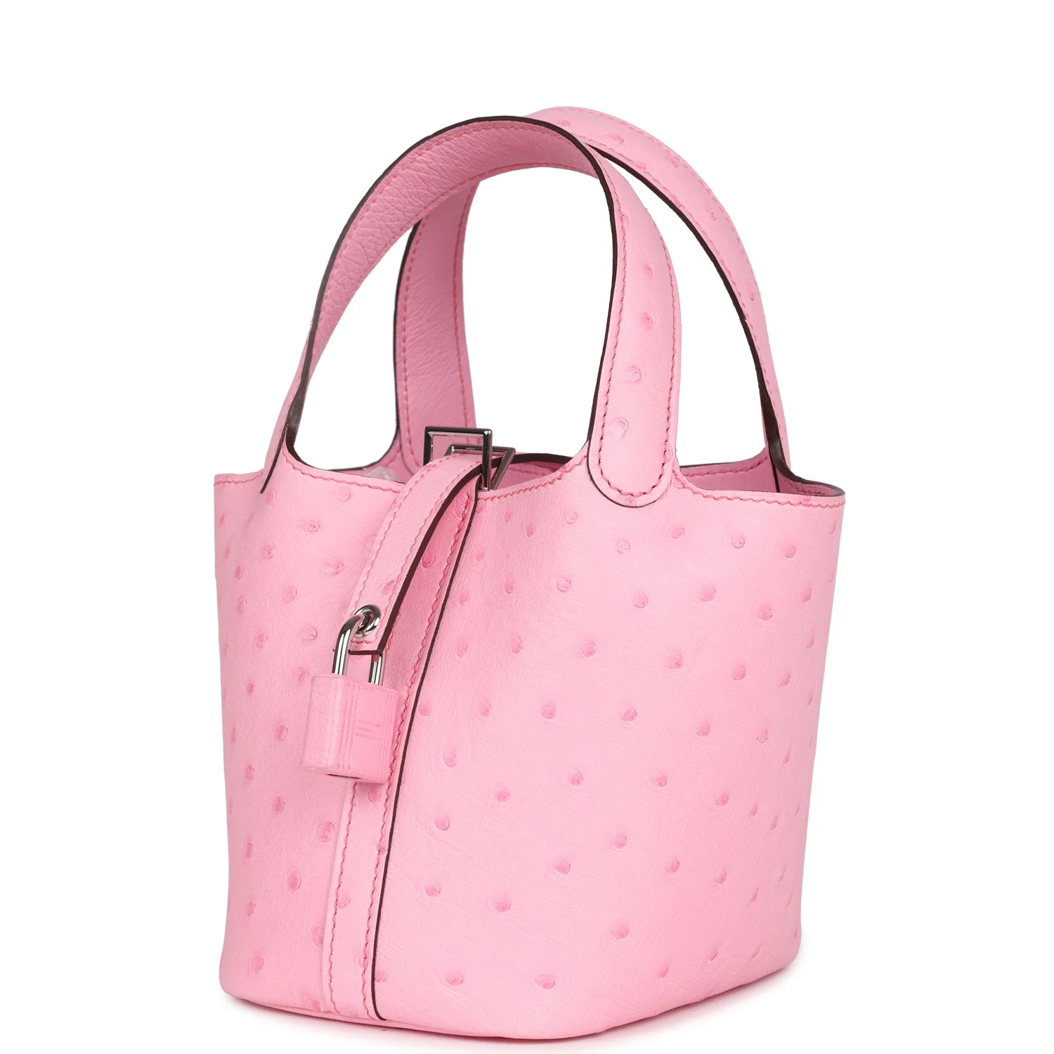 Replicate Hermes Micro Picotin Lock 14 Bubblegum Ostrich Palladium Hardware(1:1 replica)