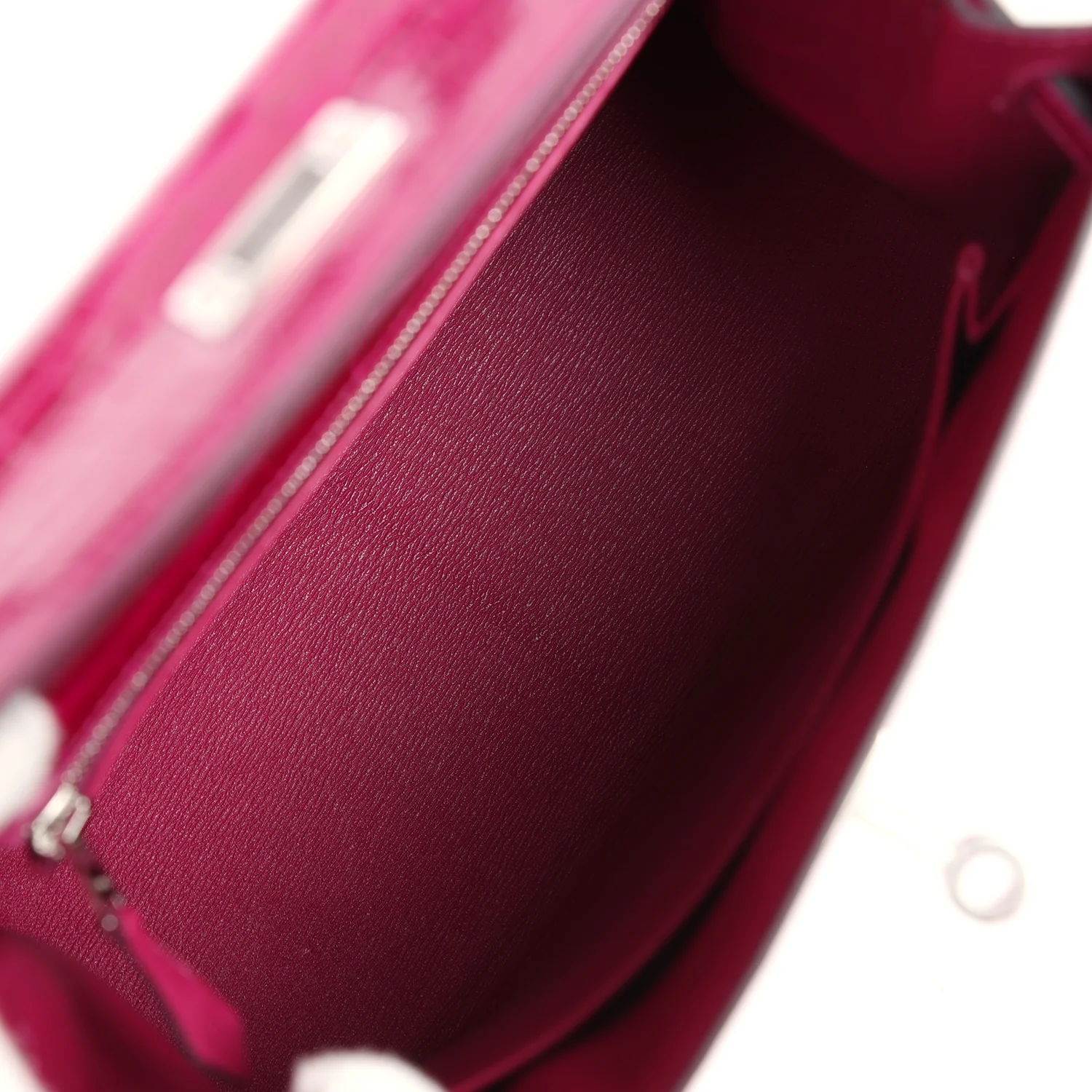 Replicate Hermes Kelly Sellier 25 Rose Pourpre Shiny Niloticus Crocodile Palladium Hardware(1:1 replica)
