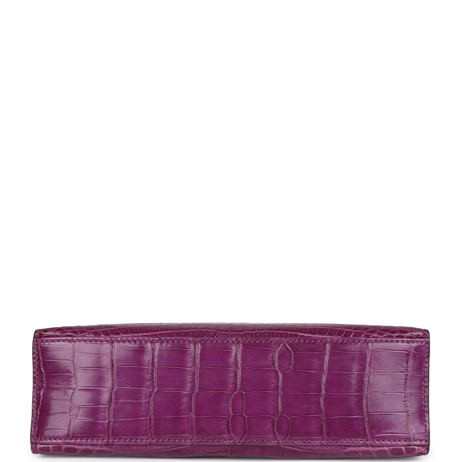 Replicate Hermes Kelly Pochette Violet Shiny Niloticus Crocodile Palladium Hardware(1:1 replica)
