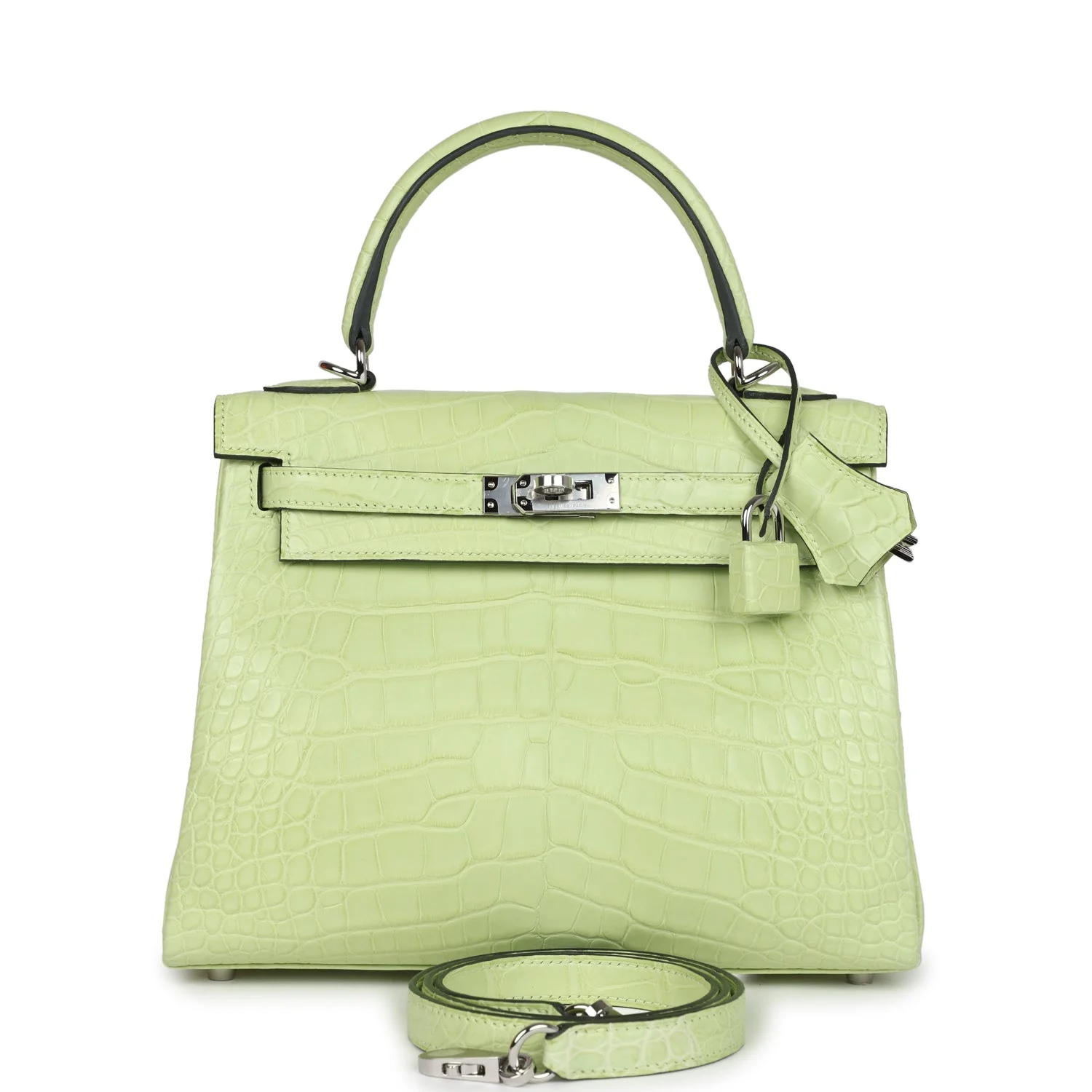 Replicate Hermes Kelly Retourne 25 Jaune Bourgeon Matte Alligator Palladium Hardware(1:1 replica)