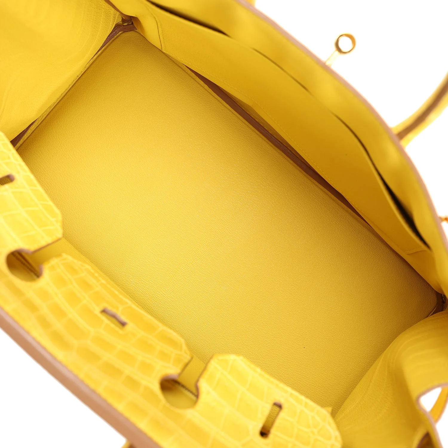 Replicate Hermes Birkin 35 Mimosa Matte Porosus Crocodile Gold Hardware(1:1 replica)
