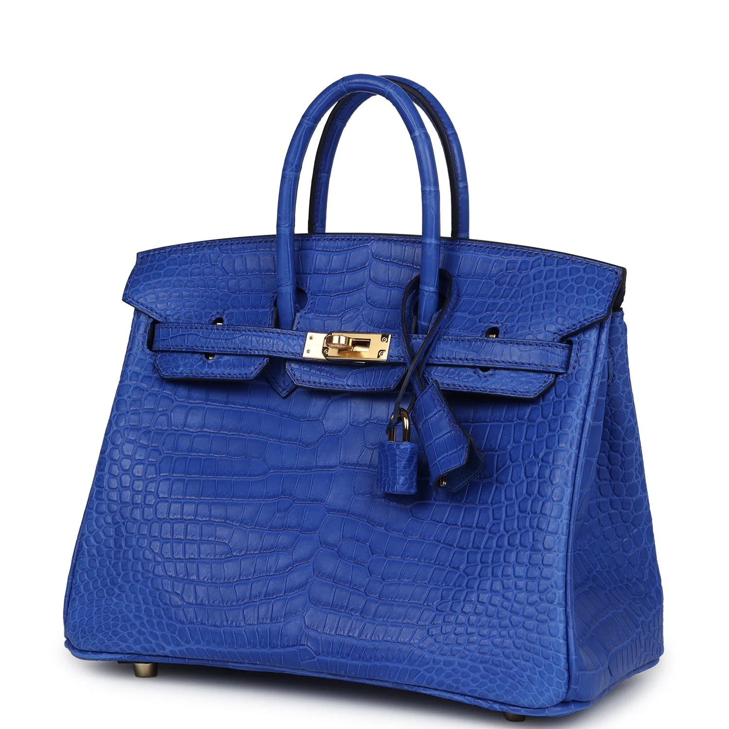 Replicate Hermes Birkin 25 Bleu Royal Matte Porosus Crocodile Gold Hardware(1:1 replica)