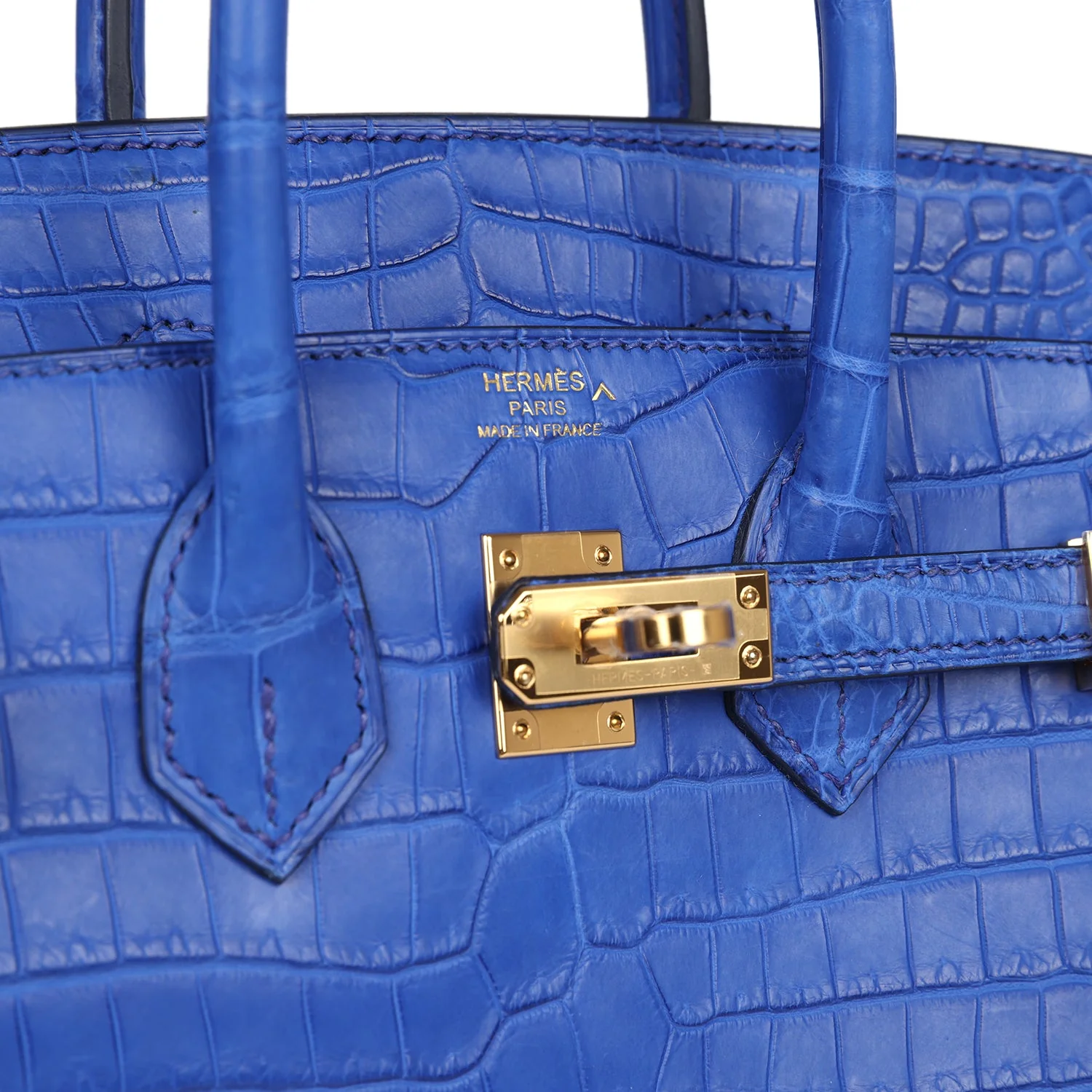 Replicate Hermes Birkin 25 Bleu Royal Matte Porosus Crocodile Gold Hardware(1:1 replica)
