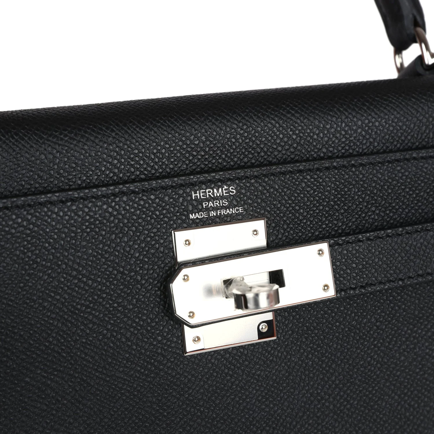 Replicate Hermes Kelly Sellier 28 Black Epsom Palladium Hardware(1:1 replica)