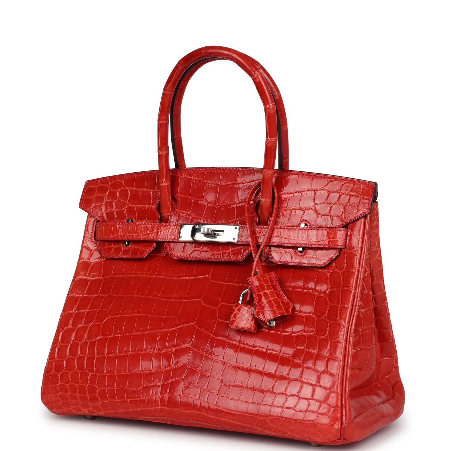 Replicate Hermes Birkin 30 Geranium Shiny Niloticus Crocodile Palladium Hardware(1:1 replica)