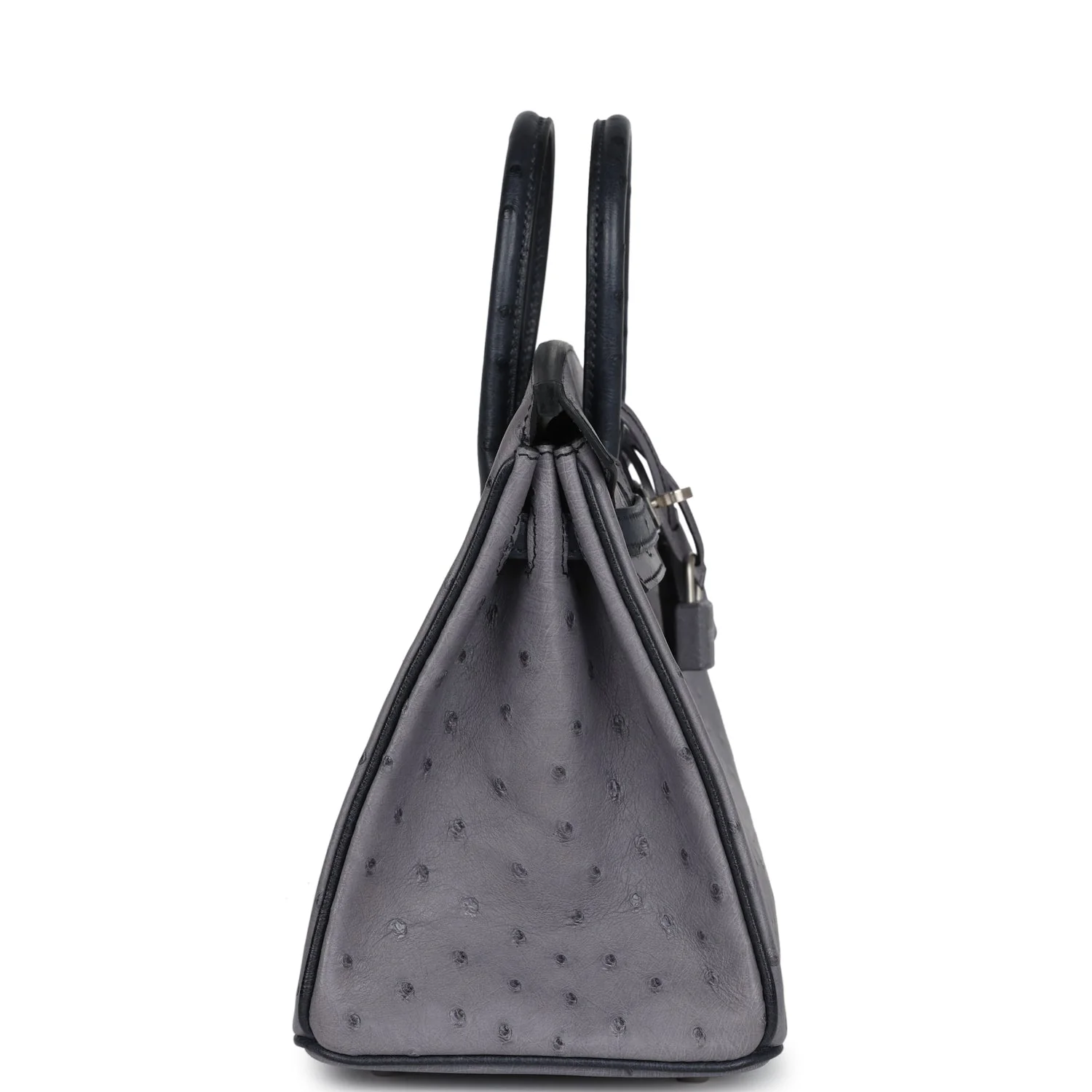 Replicate Hermes Special Order (HSS) Birkin 25 Gris Agate and Bleu Indigo Ostrich Brushed Palladium Hardware(1:1 replica)