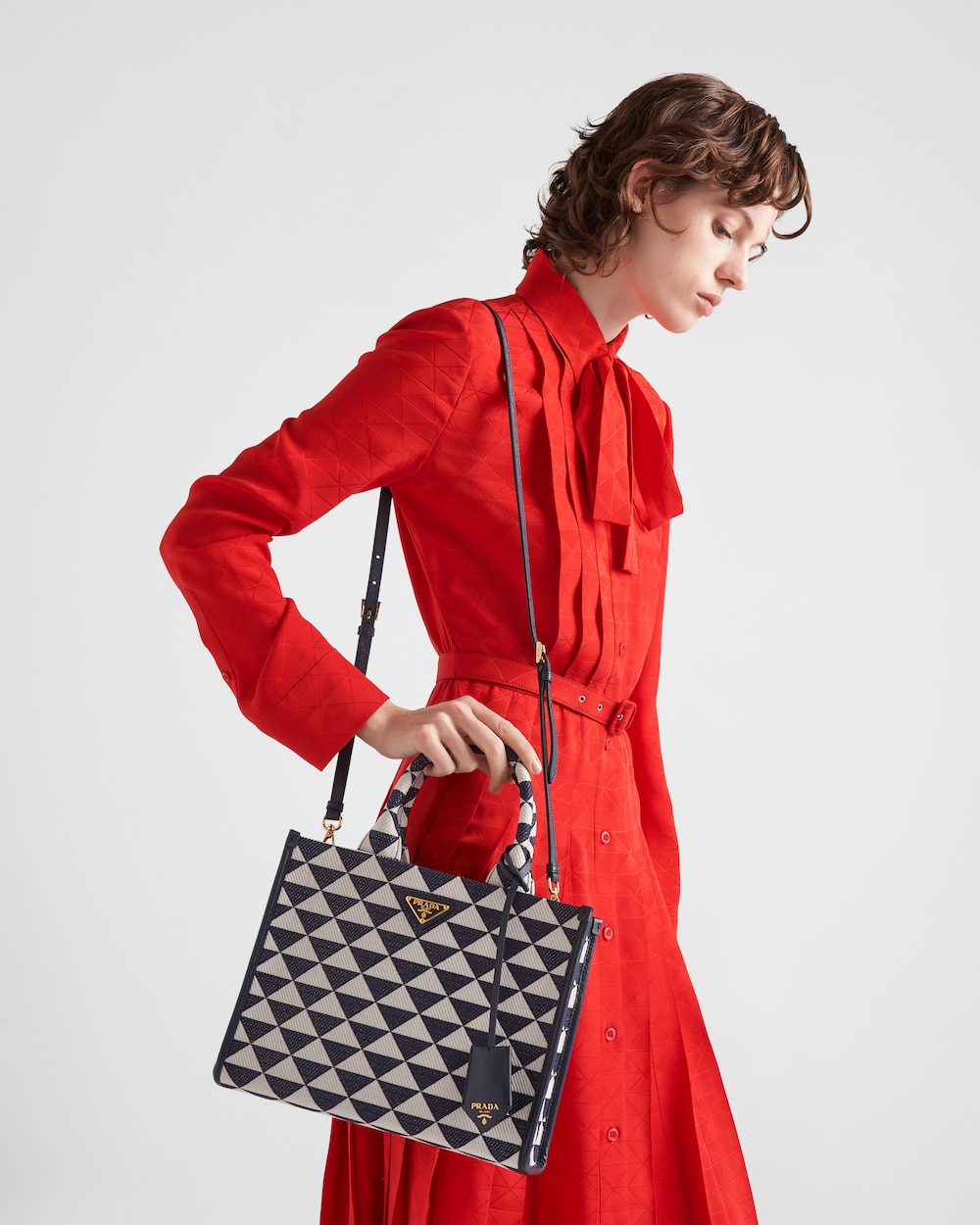 Replicate Small Prada Symbole Embroidered Fabric Handbag(1:1 replica)