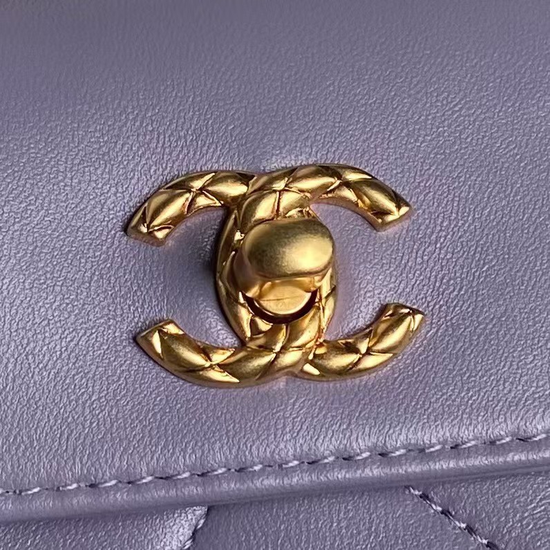 Replicate Chanel 24B AS5038 Lambskin Clutch Purple(1:1 replica)