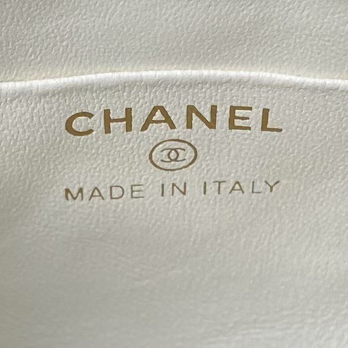 Replicate Chanel 24B AP3354 Calfskin Chain Clutch White(1:1 replica)