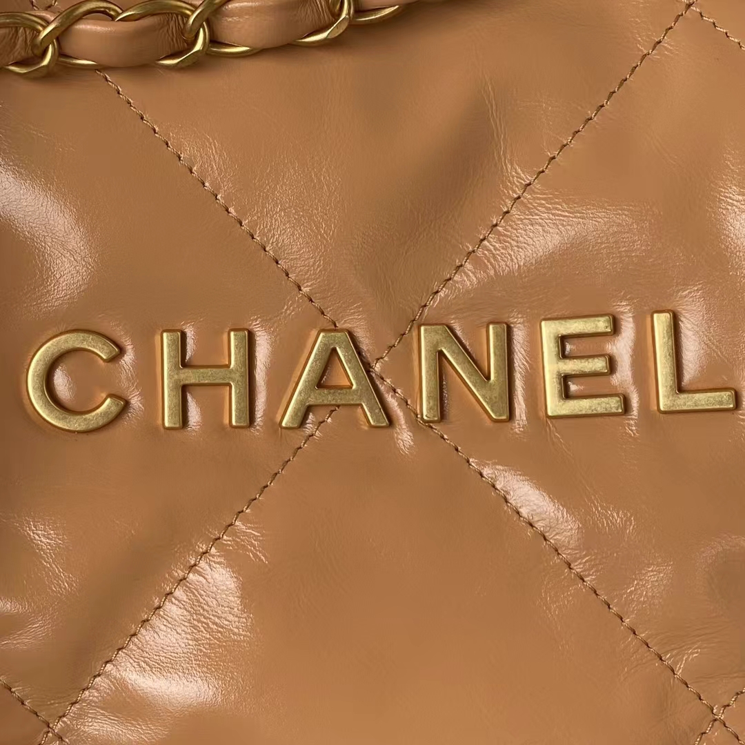 Replicate Chanel 22 AS3260 Small Bag Brown Calfskin Gold Hardware(1:1 replica)