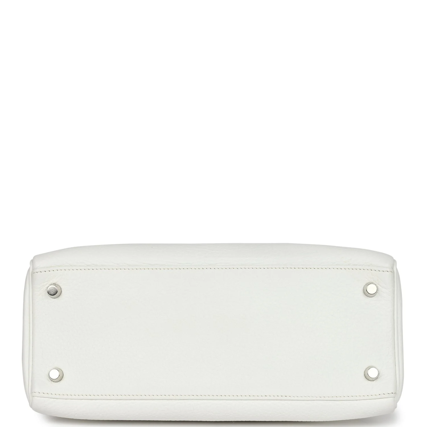 Replicate Vintage Hermes Kelly Retourne 28 White Clemence Palladium Hardware(1:1 replica)