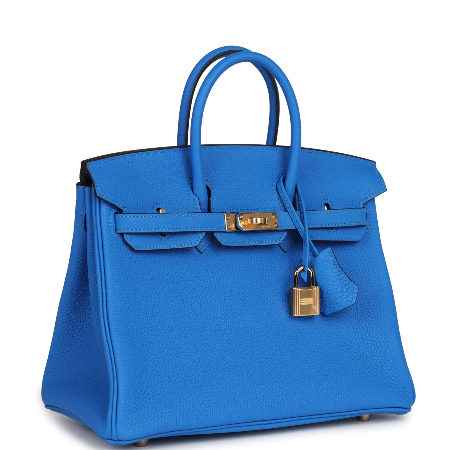 Replicate Hermes Birkin 25 Bleu Hydra Togo Gold Hardware(1:1 replica)