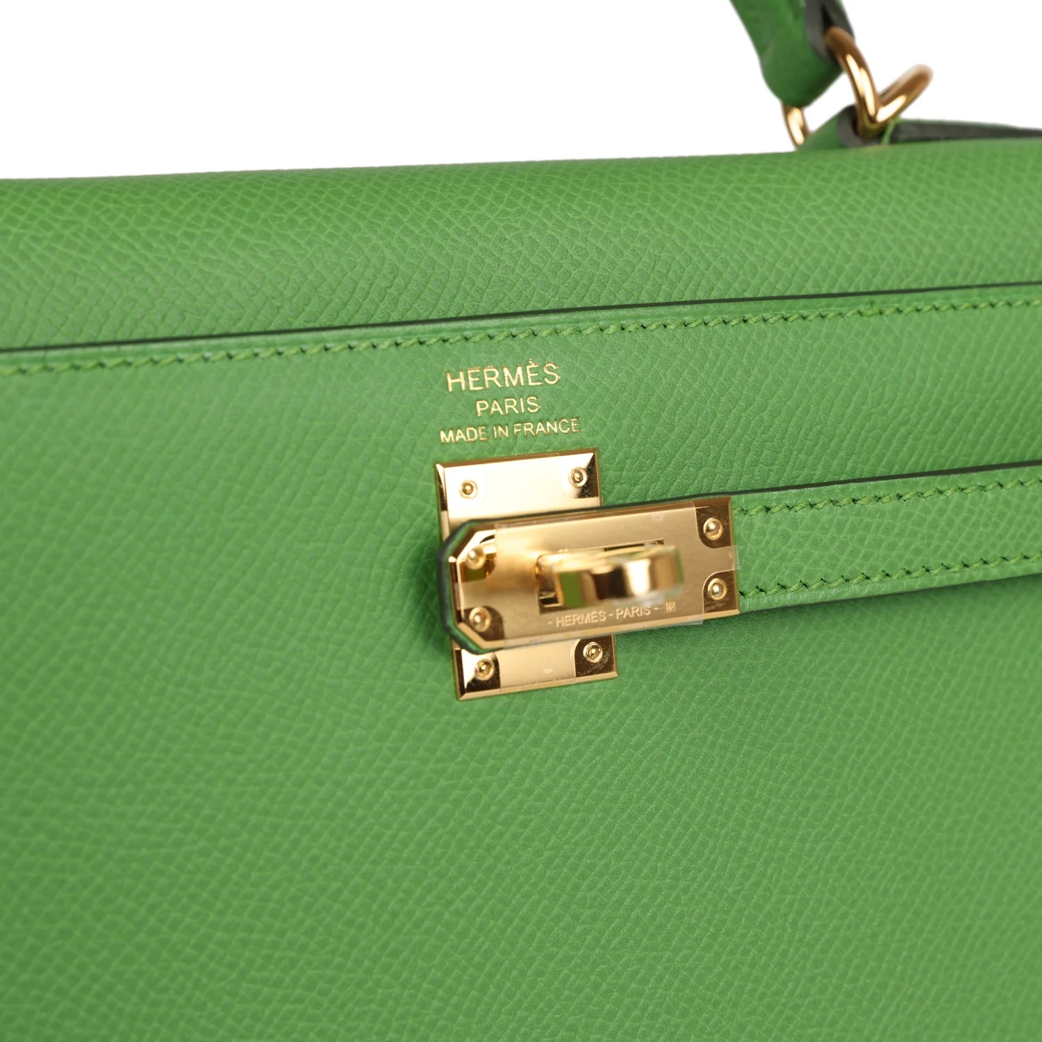Replicate Hermes Kelly Sellier 25 Vert Yucca Epsom Gold Hardware(1:1 replica)