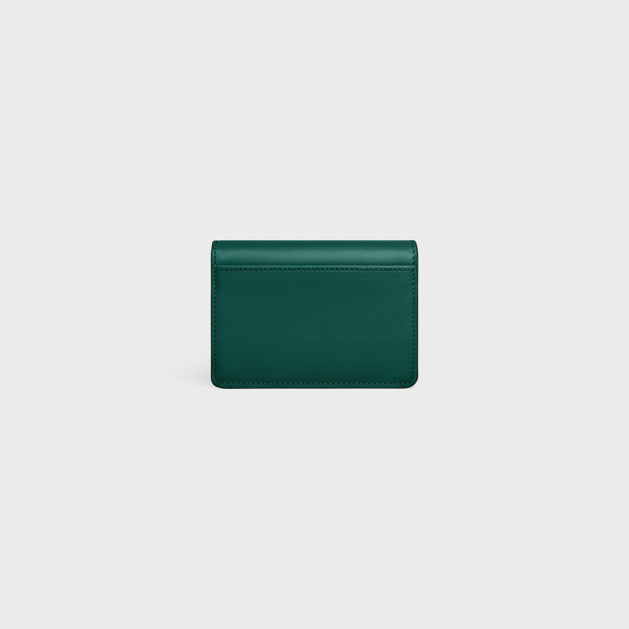Replicate CARD HOLDER WITH FLAP TRIOMPHE IN SHINY CALFSKIN RACING GREEN(1:1 replica)