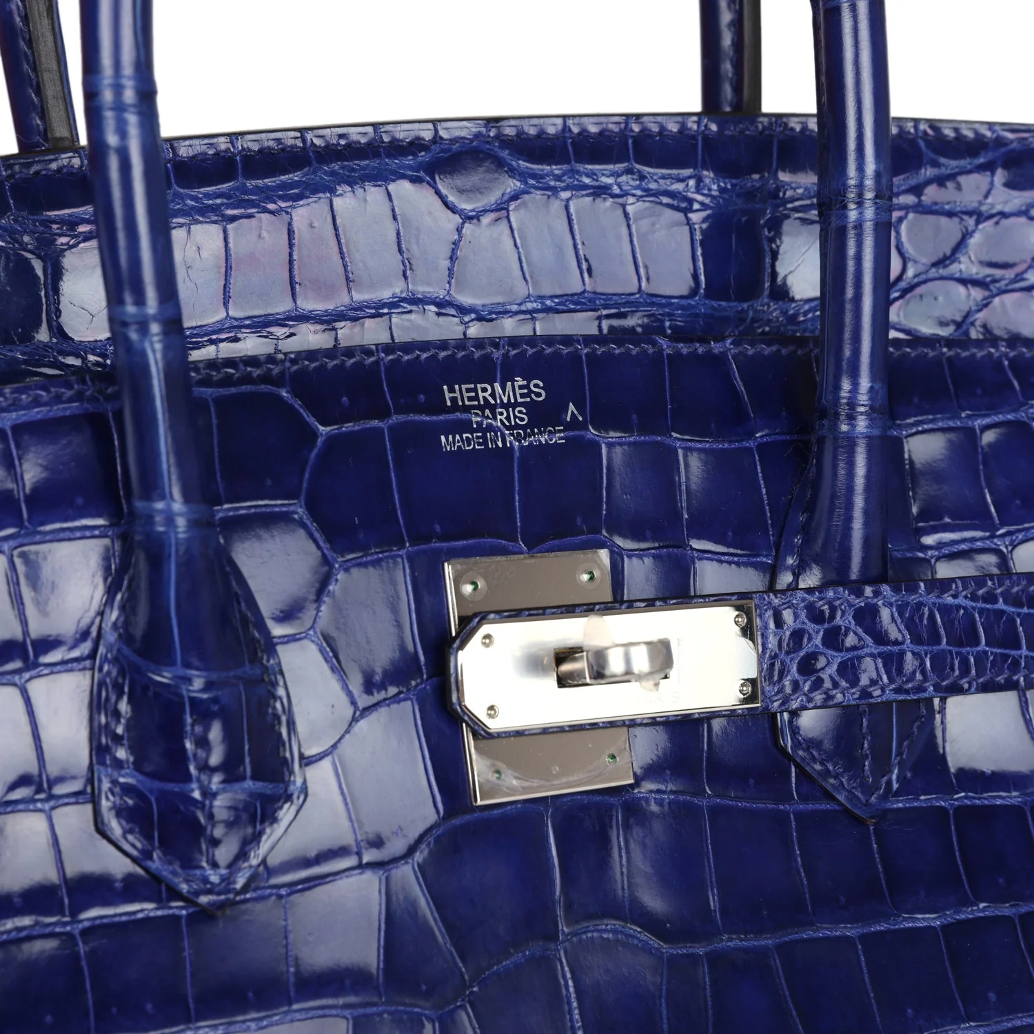 Replicate Hermes Birkin 35 Bleu Electric Shiny Porosus Crocodile Palladium Hardware(1:1 replica)