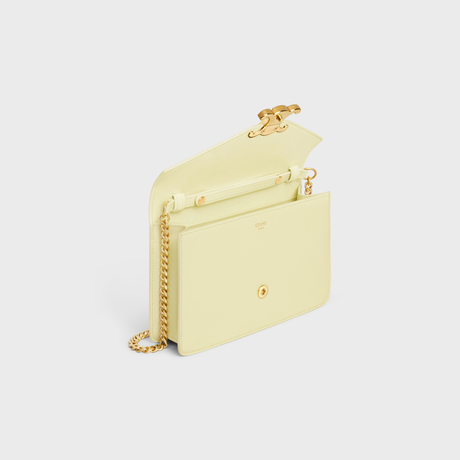 Replicate WALLET ON CHAIN MARGO IN SHINY CALFSKIN LIGHT YELLOW(1:1 replica)
