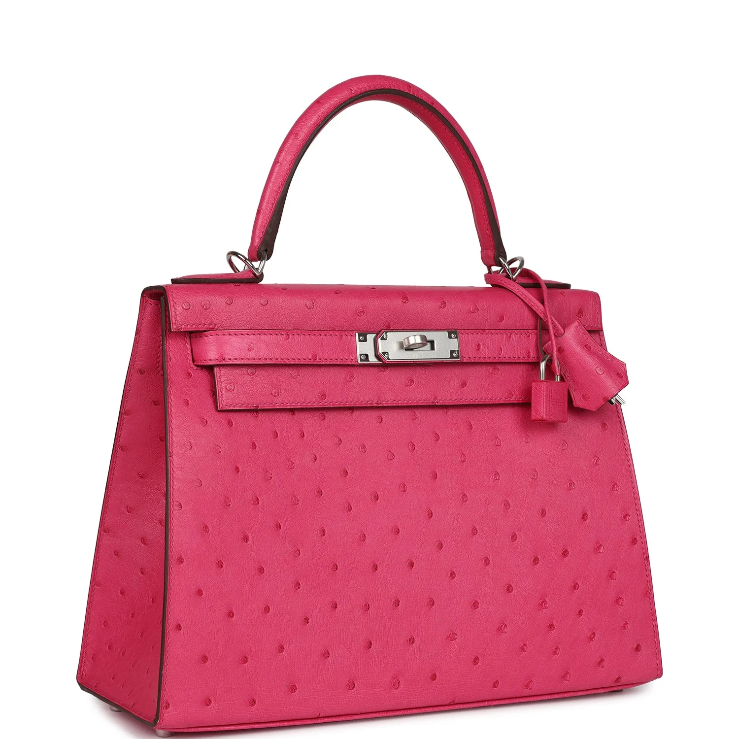 Replicate Hermes Kelly Sellier 28 Rose Tyrien Ostrich Palladium Hardware(1:1 replica)