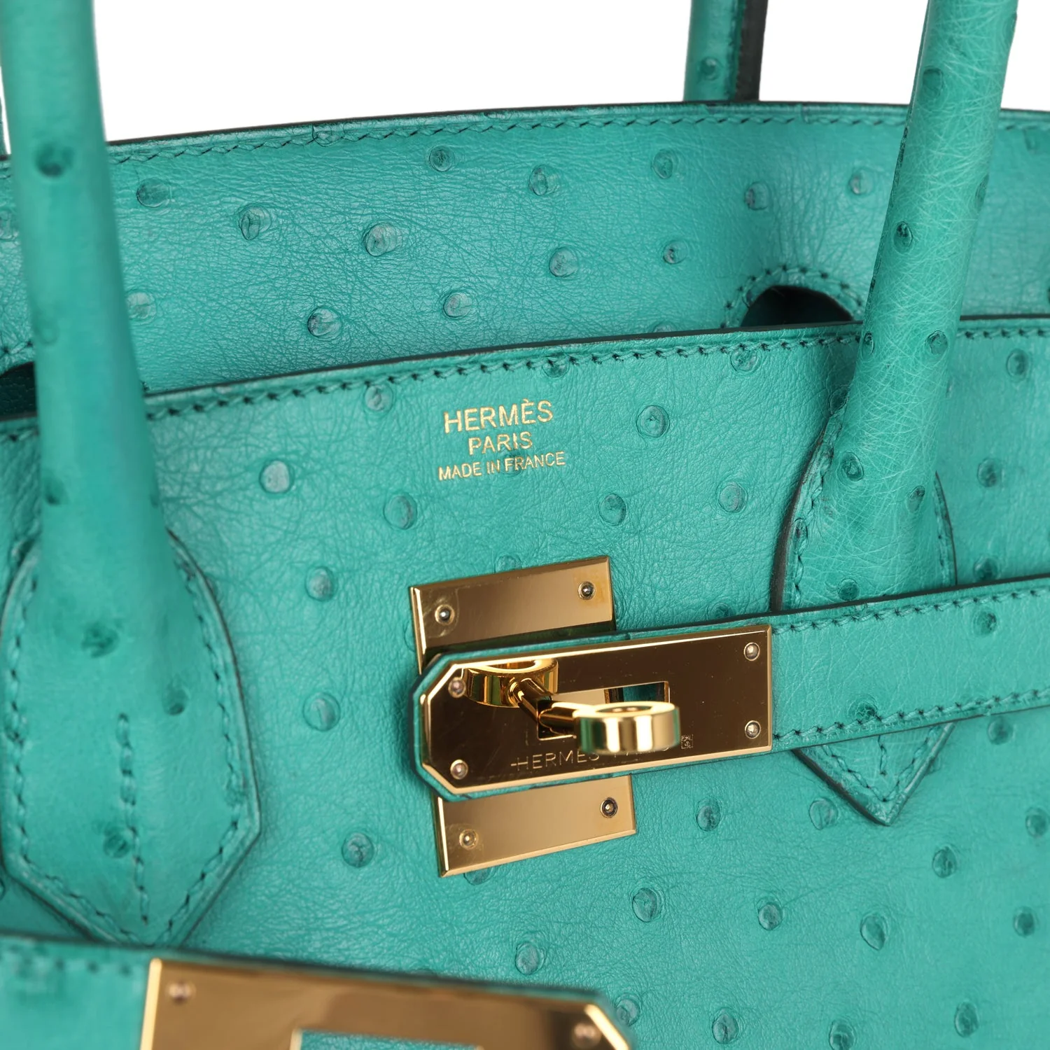 Replicate Hermes Birkin 30 Vert Verone Ostrich Gold Hardware(1:1 replica)
