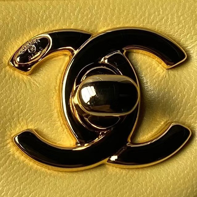 Replicate Chanel AS4847 Mini Flap Bag With Top Handle Lambskin Resin Yellow(1:1 replica)
