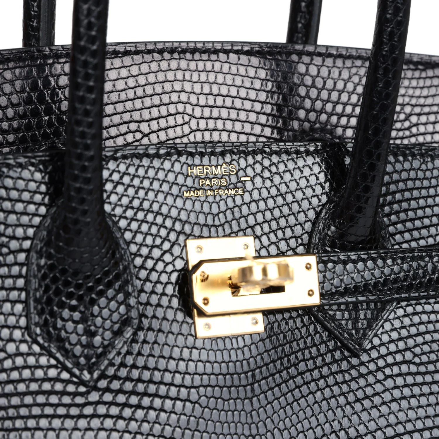 Replicate Hermes Birkin 25 Black Shiny Varanus Niloticus Lizard Gold Hardware(1:1 replica)