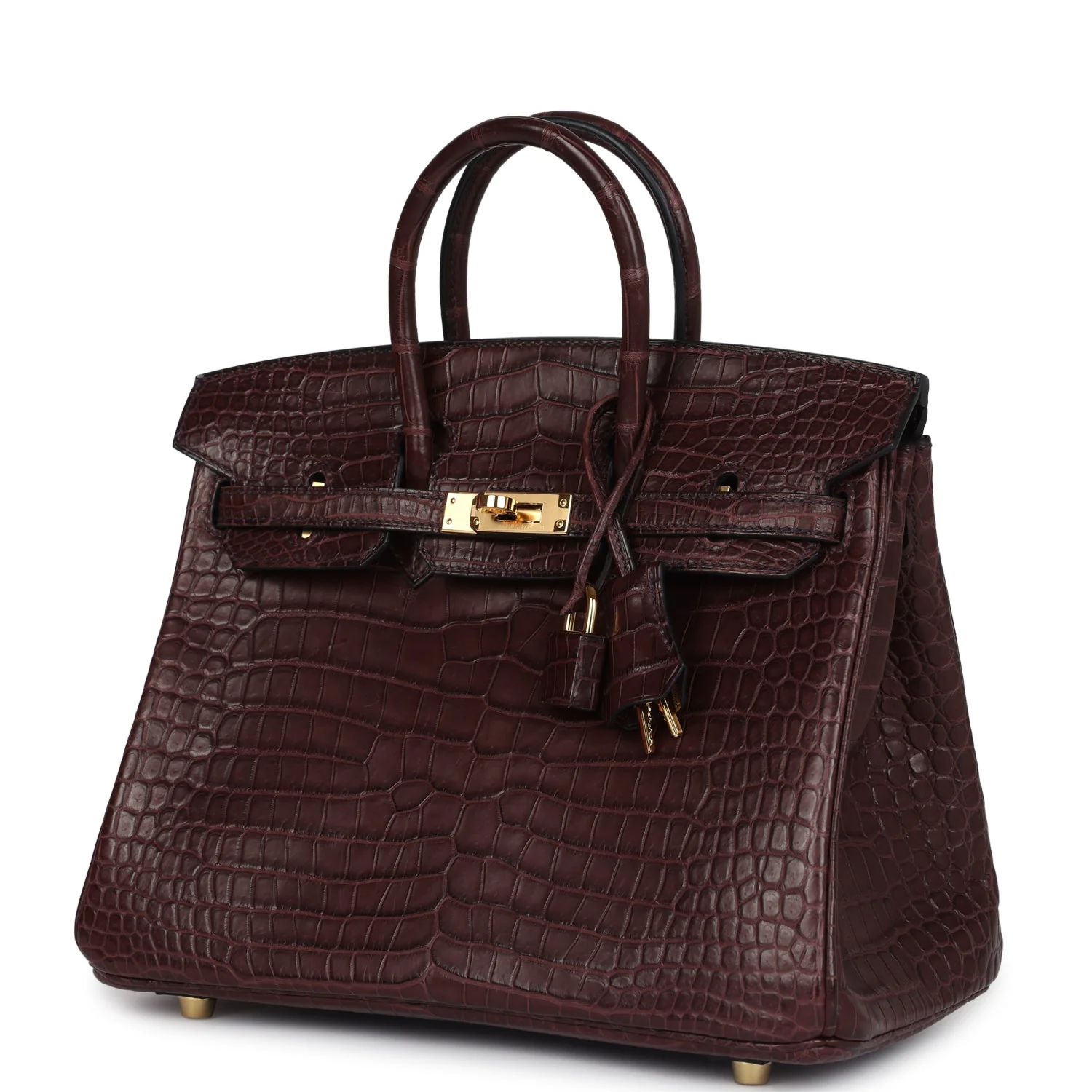 Replicate Hermes Birkin 25 Rouge Sellier Matte Porosus Crocodile Gold Hardware(1:1 replica)