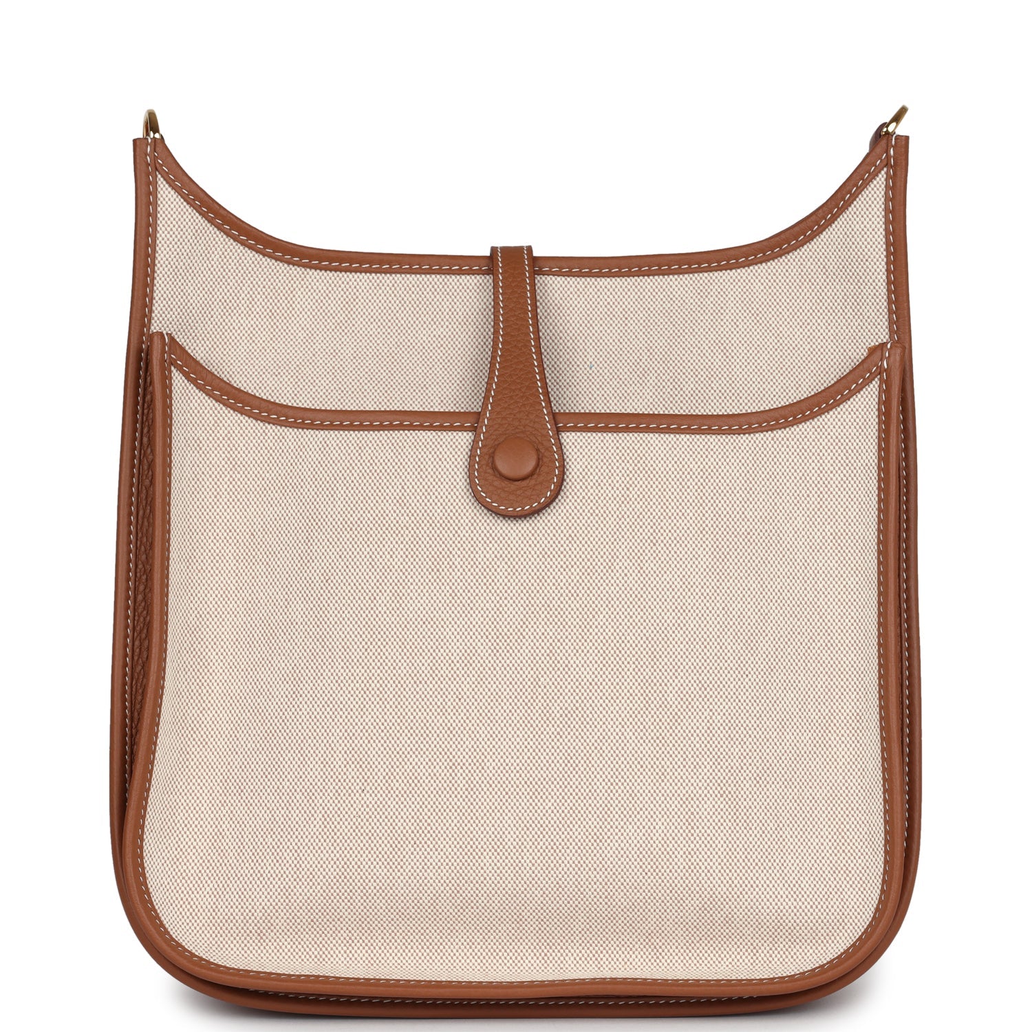 Replicate Hermes Evelyne III PM Gold Clemence and Ecru Toile H Canvas Gold Hardware(1:1 replica)