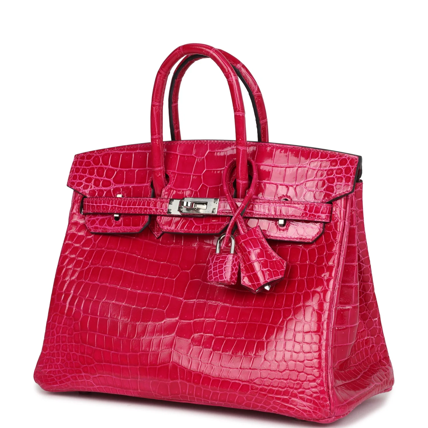 Replicate Hermes Birkin 25 Rose Mexico Shiny Porosus Crocodile Palladium Hardware(1:1 replica)