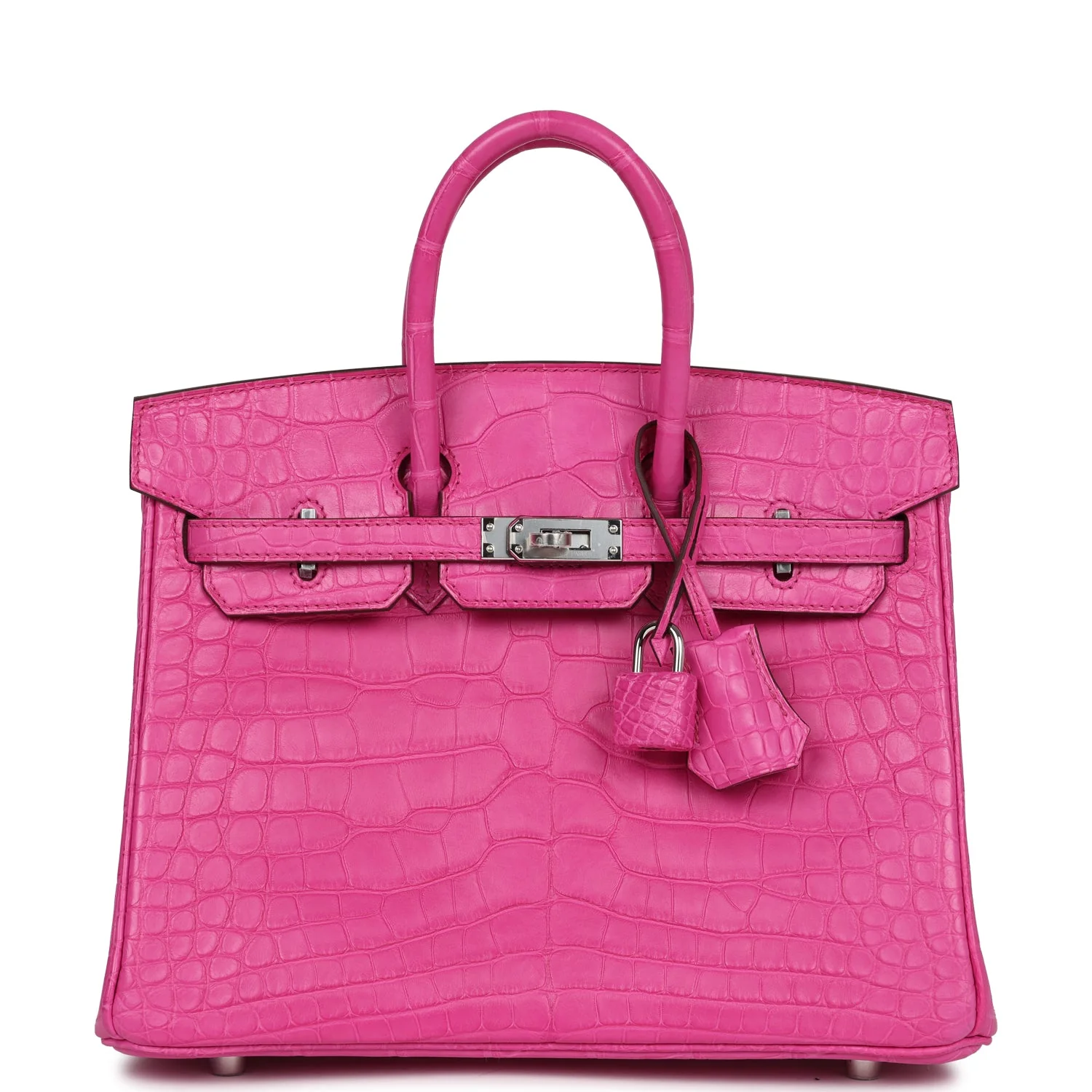 Replicate Hermes Birkin 25 Rose Shocking Matte Alligator Palladium Hardware(1:1 replica)