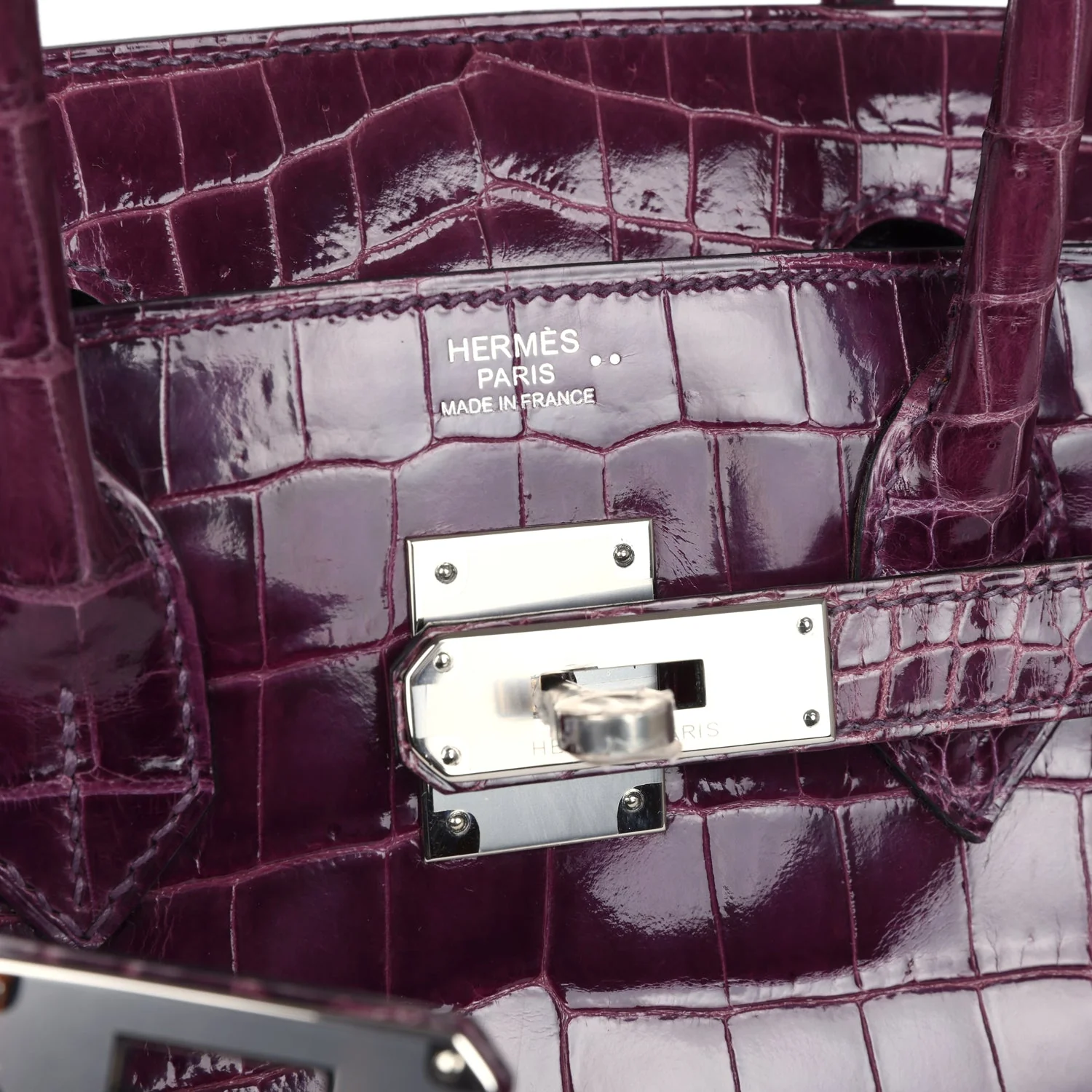 Replicate Hermes Birkin 30 Amethyst Shiny Niloticus Crocodile Palladium Hardware(1:1 replica)
