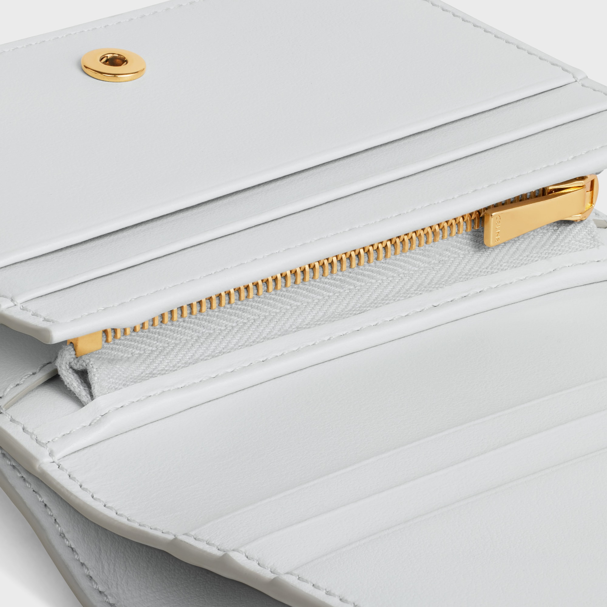 Replicate TRIOMPHE COMPACT WALLET IN SHINY CALFSKIN MOON(1:1 replica)