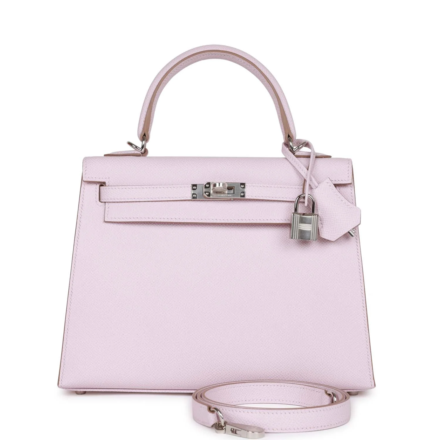 Replicate Hermes Kelly Sellier 25 Mauve Pale Epsom Palladium Hardware(1:1 replica)