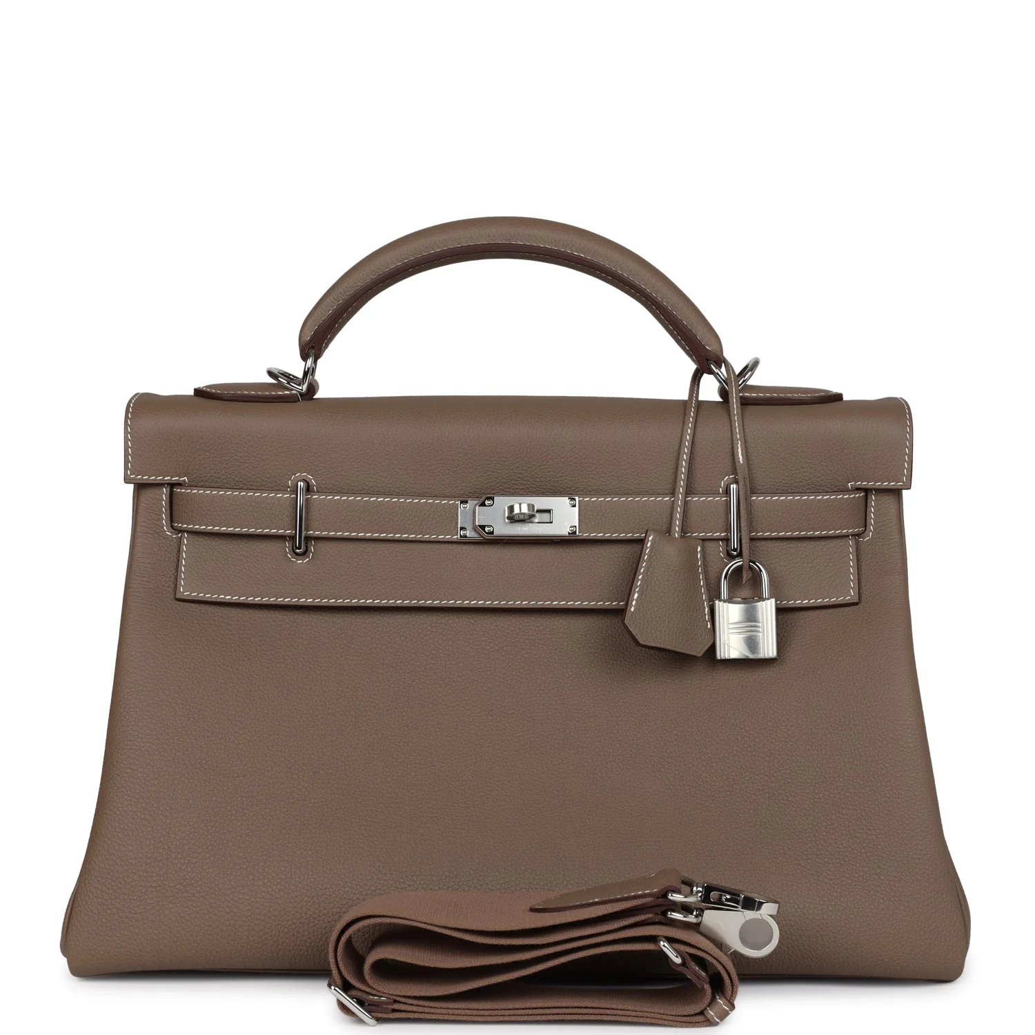 Replicate Hermes Kelly 42 Maxi Etoupe Togo Palladium Hardware(1:1 replica)