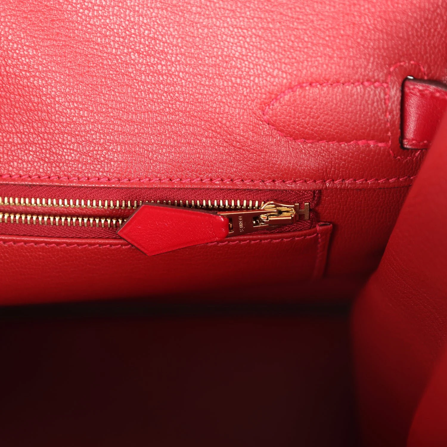 Replicate Hermes Birkin 30 Rouge Vif Tadelakt Gold Hardware(1:1 replica)