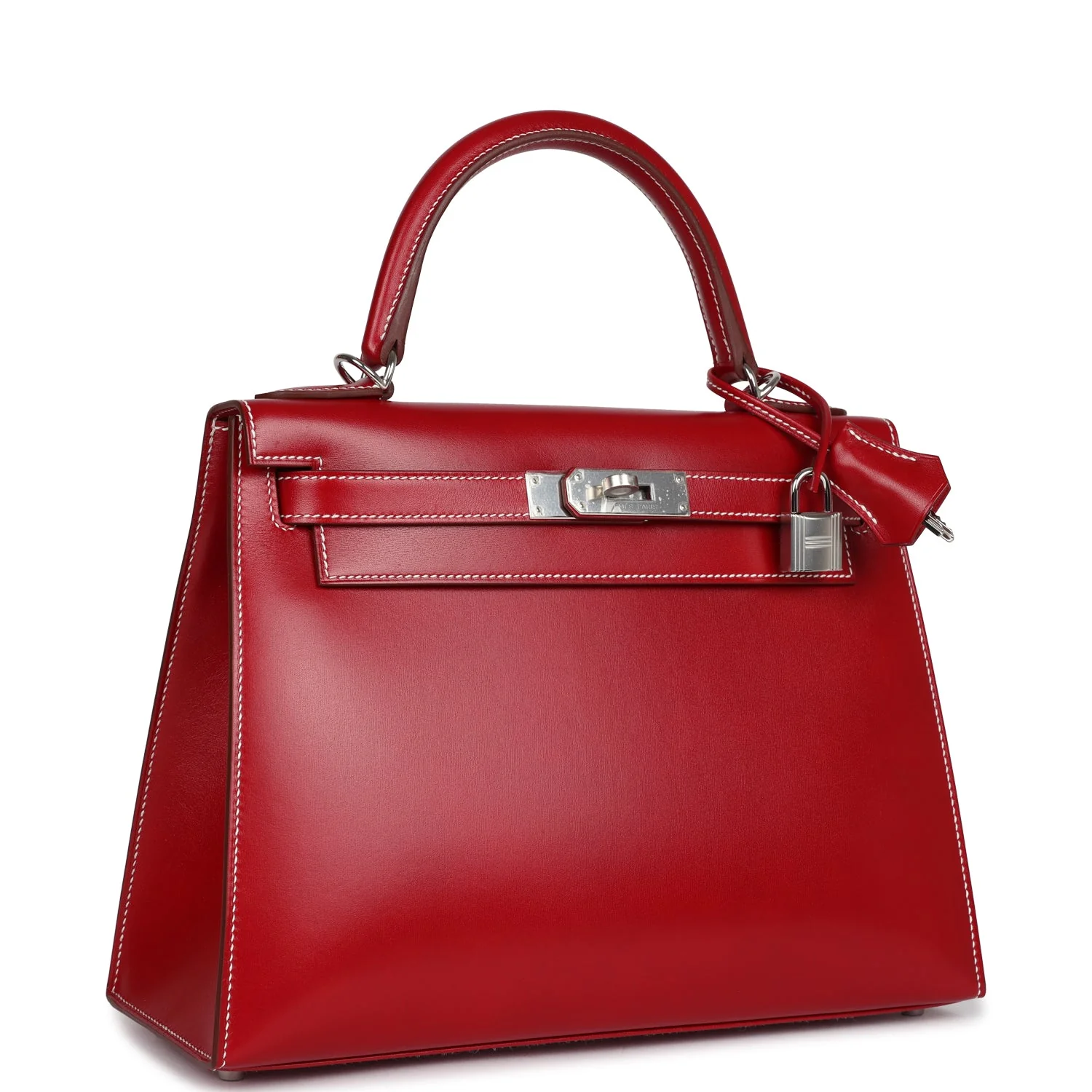 Replicate Hermes Kelly Sellier 28 Rouge Piment Box Palladium Hardware(1:1 replica)