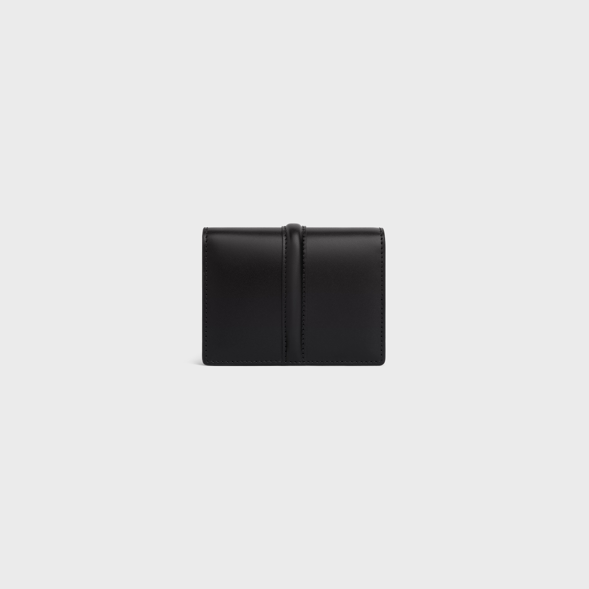 Replicate CARD HOLDER WITH FLAP 16 IN SATINATED CALFSKIN BLACK(1:1 replica)