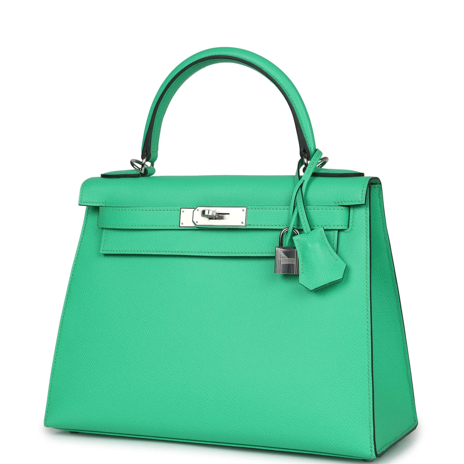 Replicate Hermes Kelly Sellier 28 Vert Comics Epsom Palladium Hardware(1:1 replica)