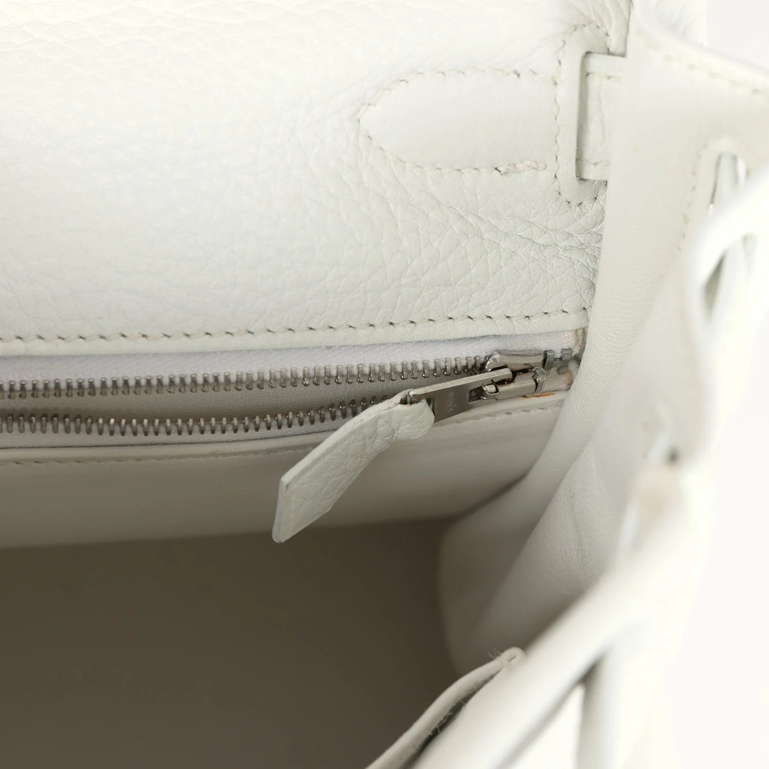 Replicate Vintage Hermes Kelly Retourne 28 White Clemence Palladium Hardware(1:1 replica)