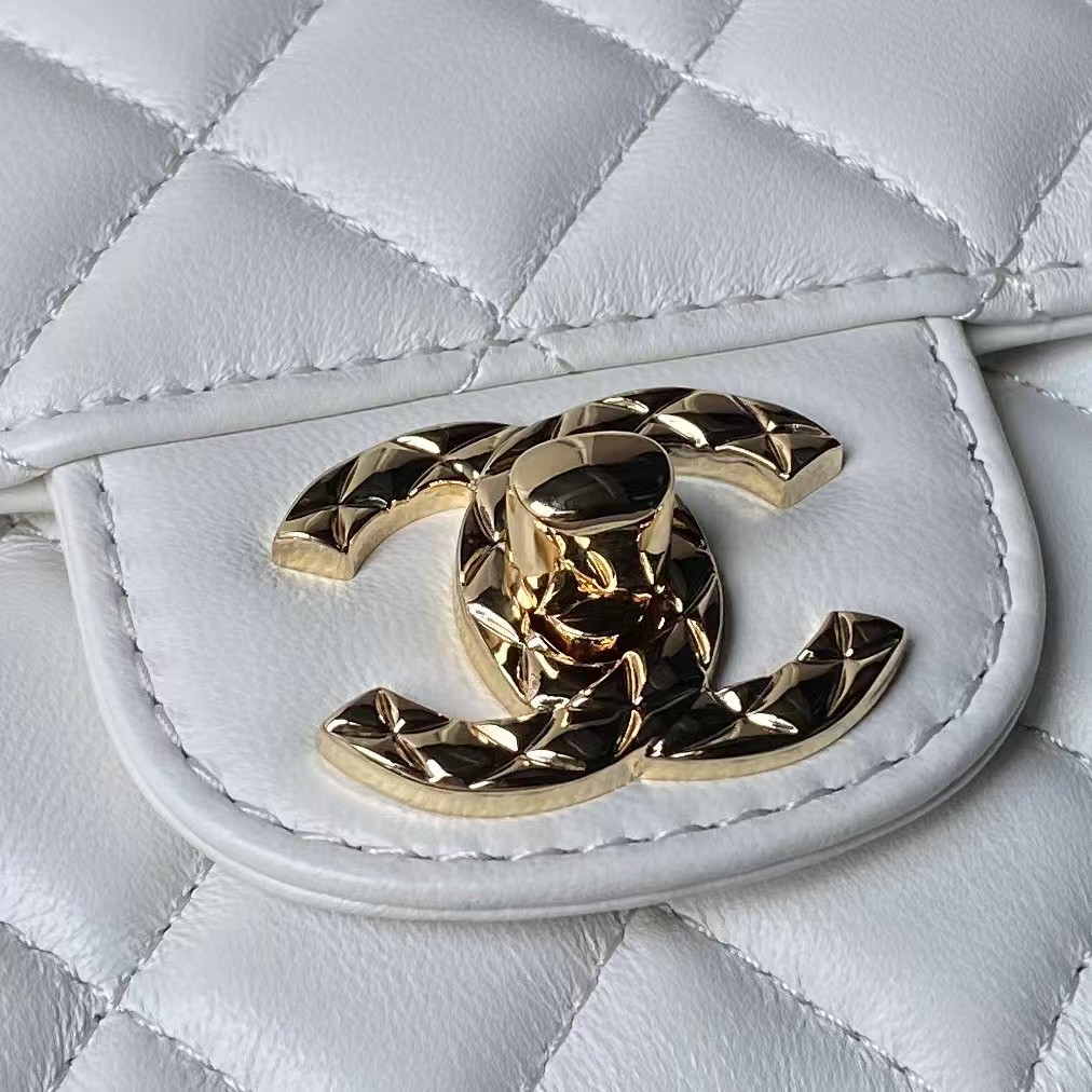 Replicate Chanel 24A AS4924 Mini Flap Bag With Top Handle White(1:1 replica)
