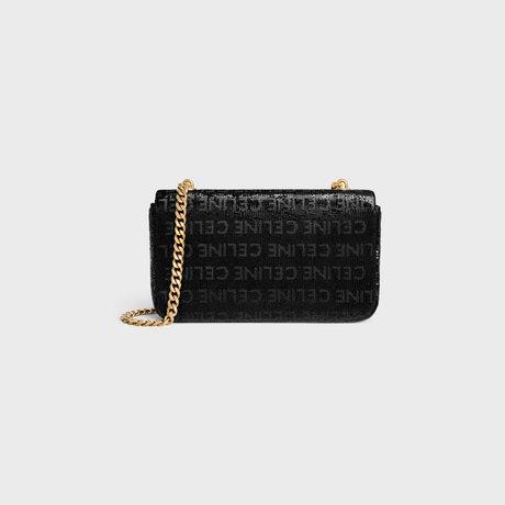 Replicate CHAIN SHOULDER BAG CLAUDE IN SEQUINS WITH CELINE ALL-OVER BLACK(1:1 replica)