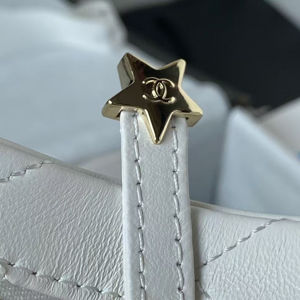 Replicate Chanel 24C AS4579 Star Bag White Lambskin Light Gold Hardware(1:1 replica)