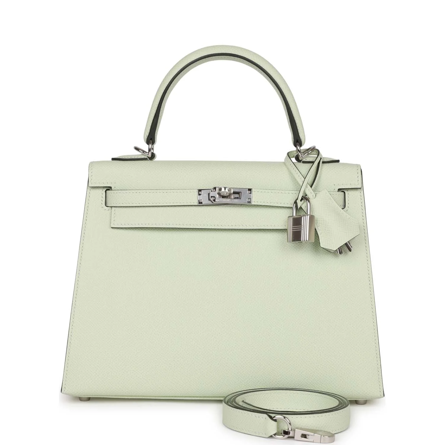 Replicate Hermes Kelly Sellier 25 Vert Fizz Epsom Palladium Hardware(1:1 replica)