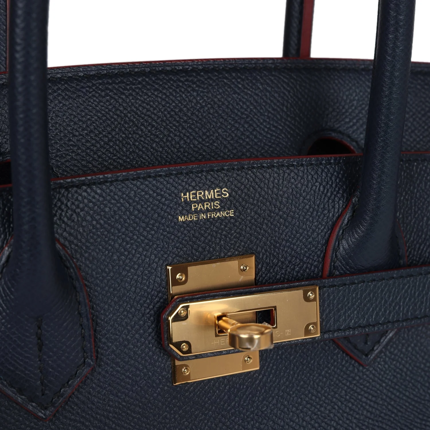 Replicate Hermes Birkin 30 Bleu Indigo and Rouge H Contour Epsom Gold Hardware(1:1 replica)
