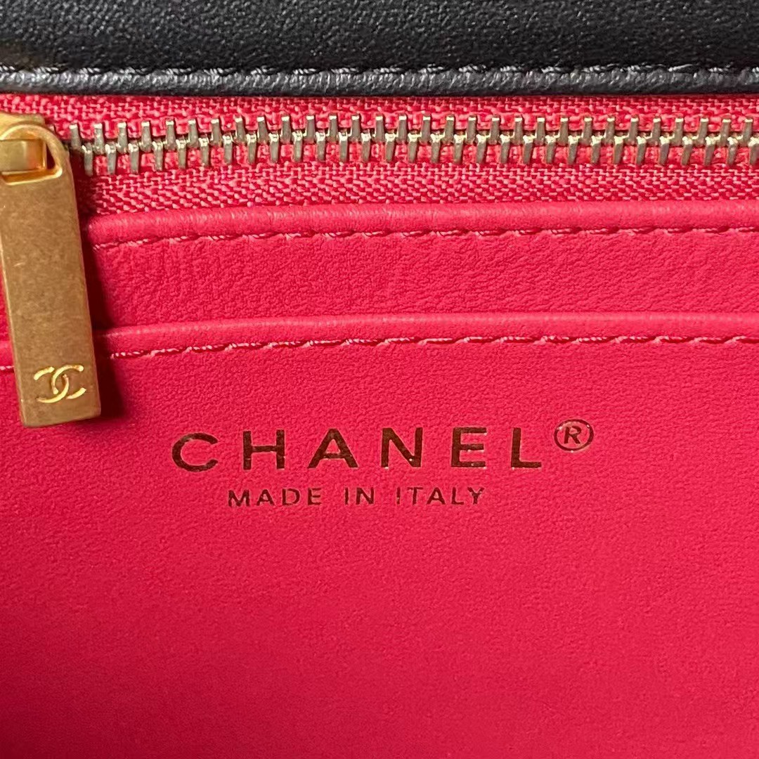 Replicate Chanel 23S AS4064 Camellia Embossed Chain Lambskin Flap Bag Black(1:1 replica)