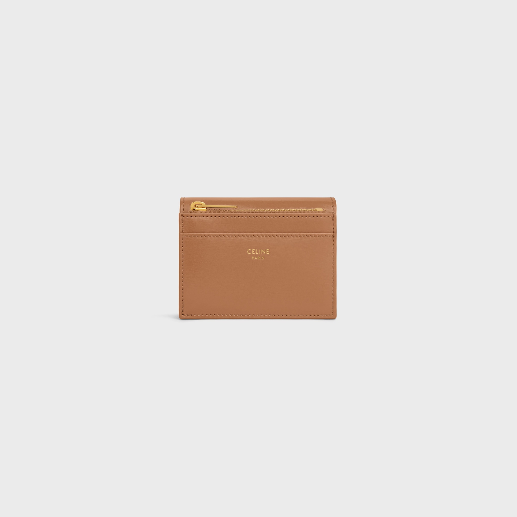 Replicate COMPACT WALLET WITH COIN TRIOMPHE IN SHINY CALFSKIN BRONZE(1:1 replica)